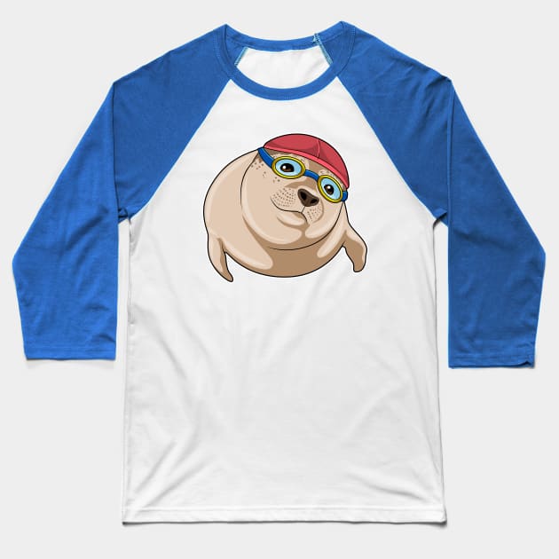 Seal at Swimming with Swimming goggles Baseball T-Shirt by Markus Schnabel